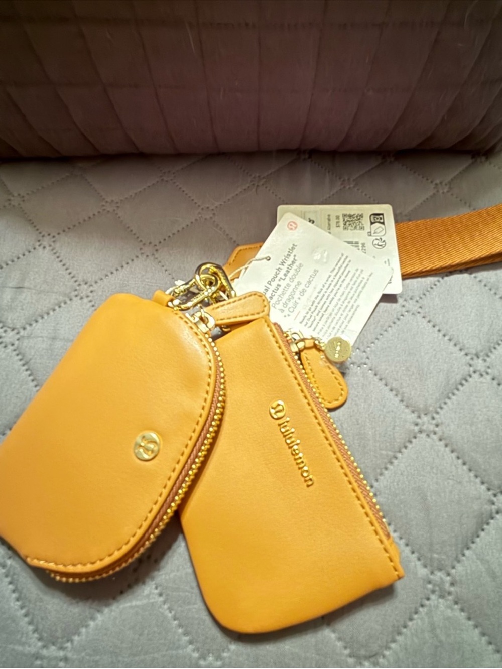Lululemon Cactus Leather Dual Pouch Wristlet - Picture 5 of 5